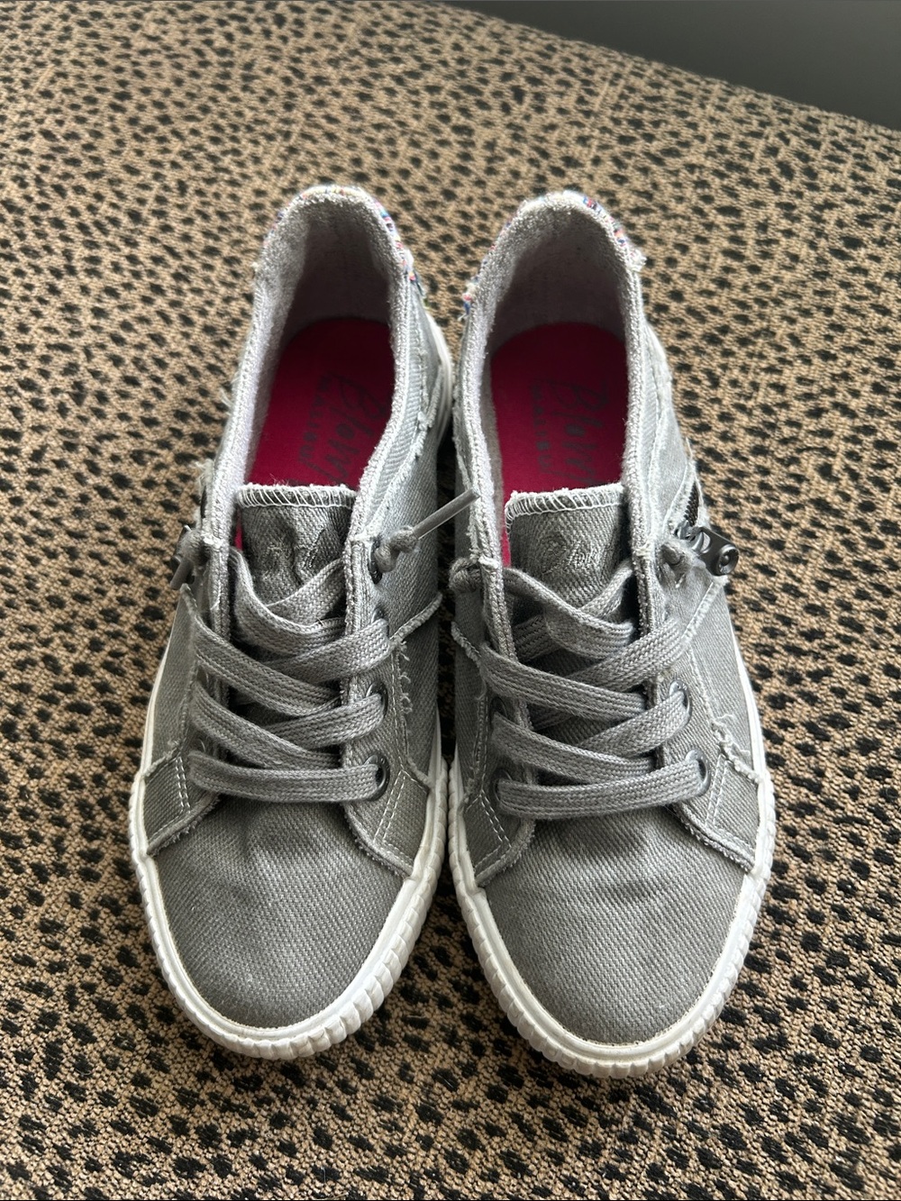 Blowfish Gray Canvas Kids Sneakers with Pink Insole
